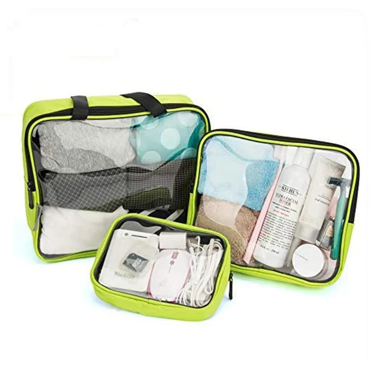 

Custom 3 Pack Clear Waterproof Packing Cubes Set Toiletry Bag