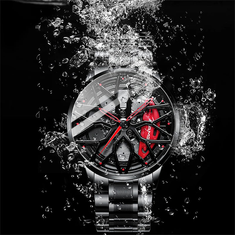 

Mens Luxury Watches Sports Car Watches Waterproof Sport Rim Hub Wheel Wristwatch Car Quartz Men's Watches, 9colors