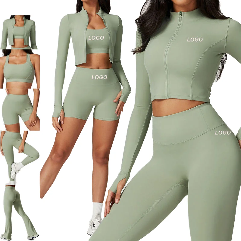 Three Piece Set High-Waisted弹力Yoga Set