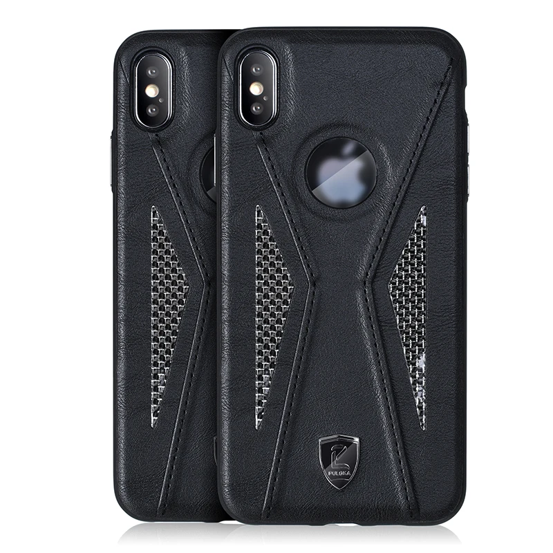 

PULOKA New Design Carbon Fiber Triangle Design Leather Phone Cover Mobile Case for Iphone X XR XS MAX