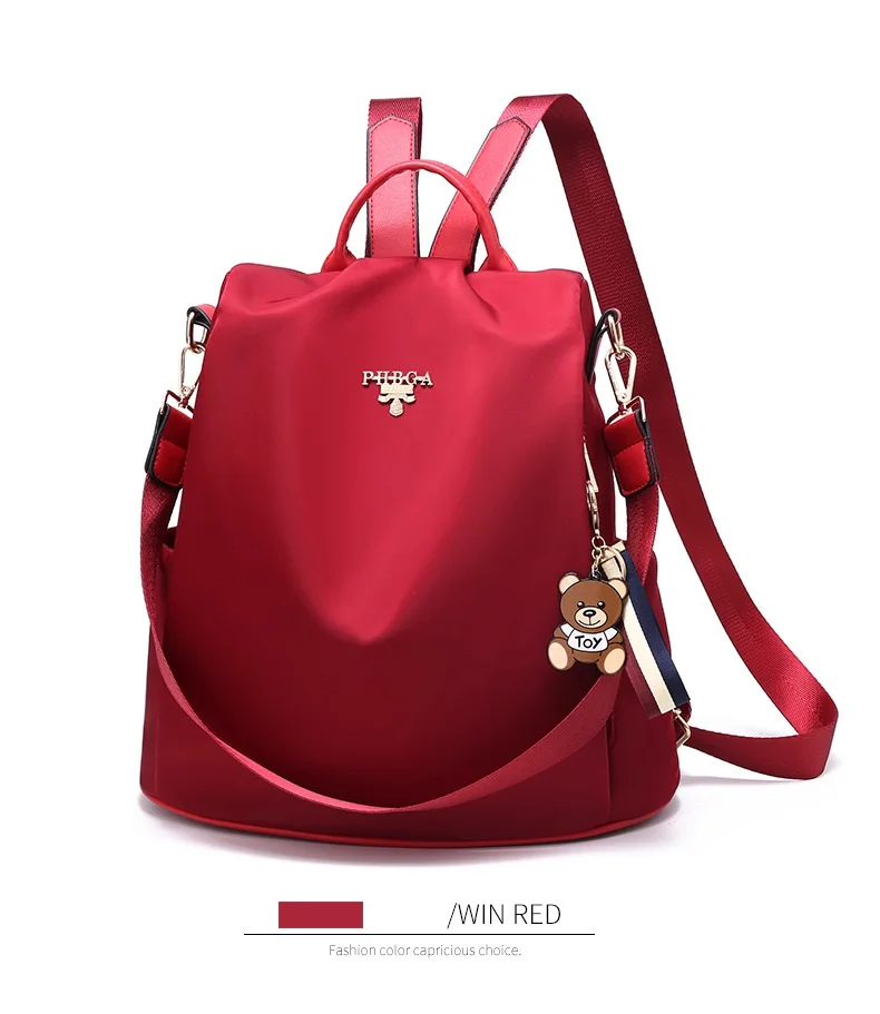 

2021 new design trendy Women Oxford anti theft red Backpack Waterproof Vintage girls school bags backpack, 4 colors