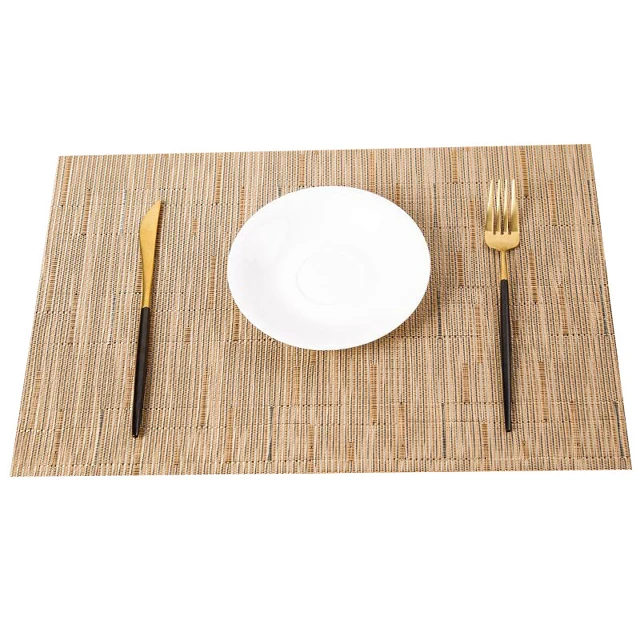 

PVC rectangle Household Place Mats Heat Insulation Non-slip Placemats washable Woven Crossweave Vinyl Table Mats for Kitchen