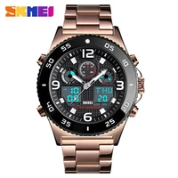 

SKMEI 1538 Men Watches Quartz Dual Display Fashion Casual 3Time Multifunction 50M Waterproof 12/24Hour Clock relogio masculino