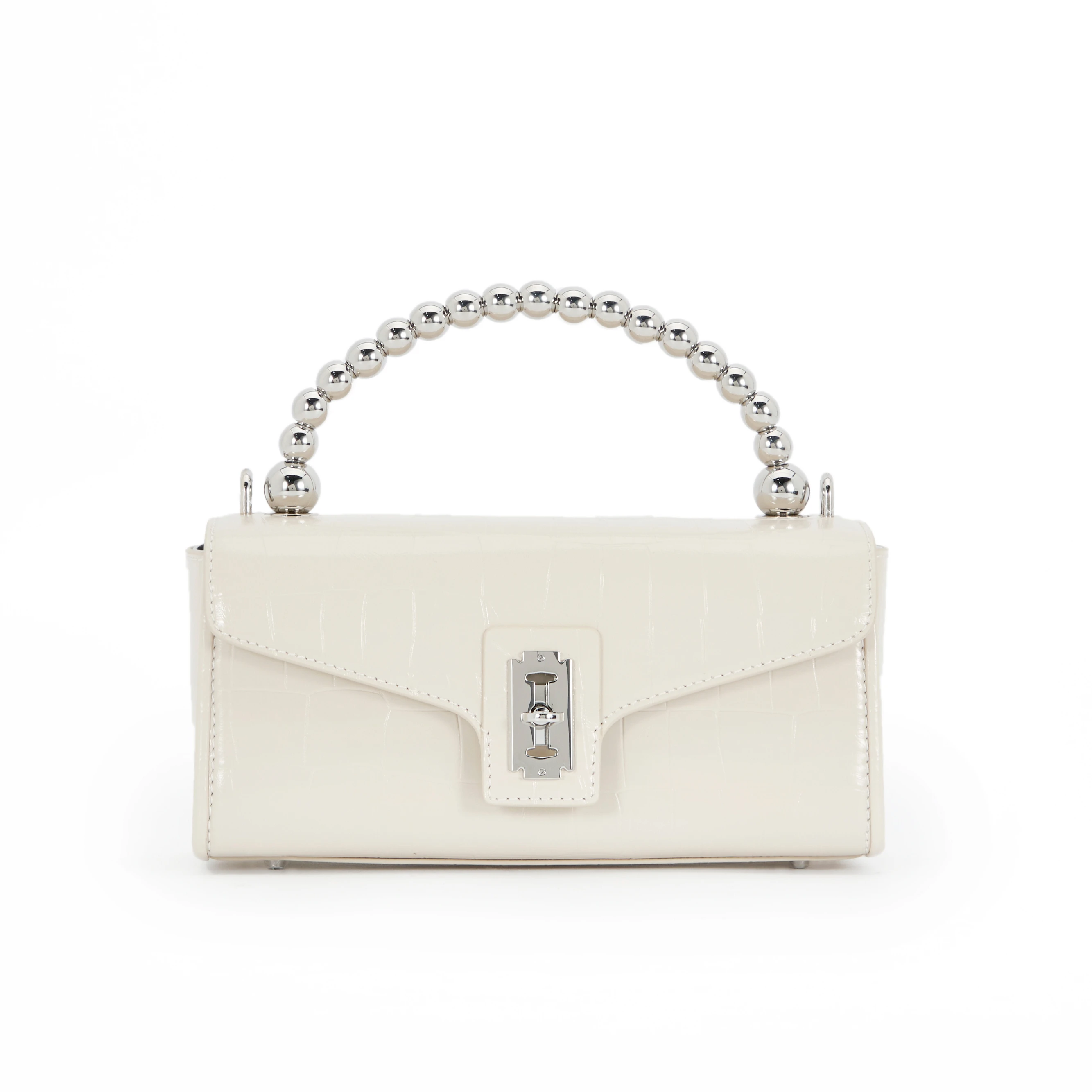 

2021 creative fashion messenger women bag cowhide white steel balls handbags