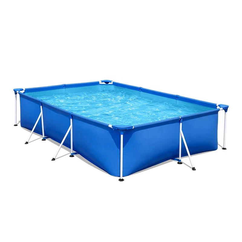 

Blue Outdoor Rectangular Bracket Above Ground Swimming Pool without Accessories