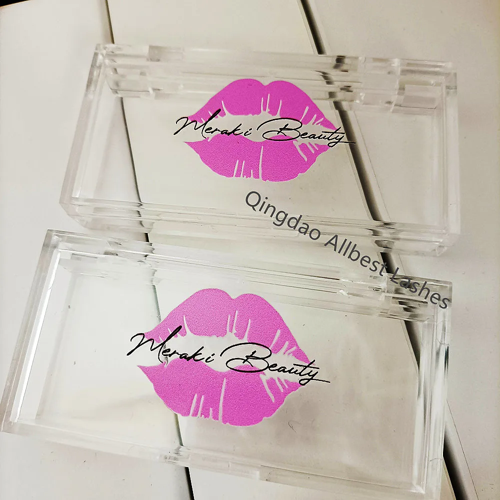 

Custom 3D printing clear acrylic empty eyelash lash boxes pink lip custom logo lashes packaging box vendors, Accordingly to design