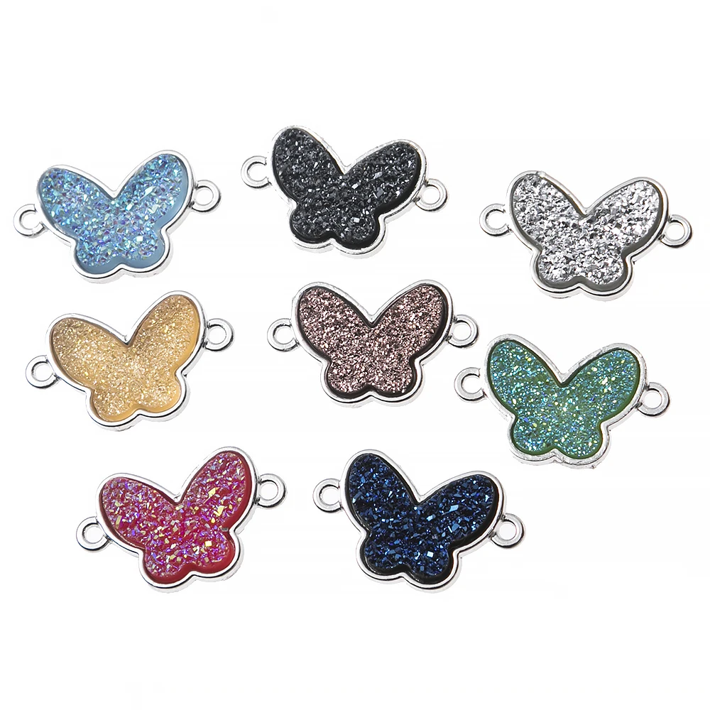 

Fashion Butterfly Glitter Enamel resin Charms Connectors Sparkling Insect Butterfly Pendants For bracelet Jewelry Making