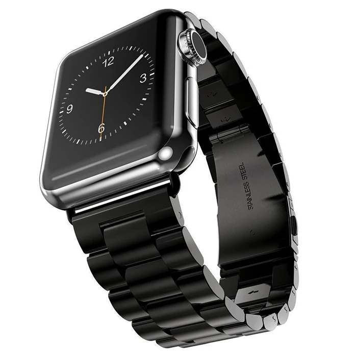 

For Apple Watch Series 6 5 4 3 2 Band Strap 40mm 44mm 42mm Black Stainless Steel Bracelet Strap Adapter for iWatch Band 4 3 38mm