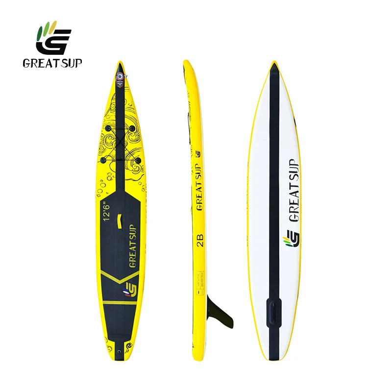 

GREAT SUP 2B hot sale drop stitch portable inflatable customized Racing windsurf paddle board, Orange