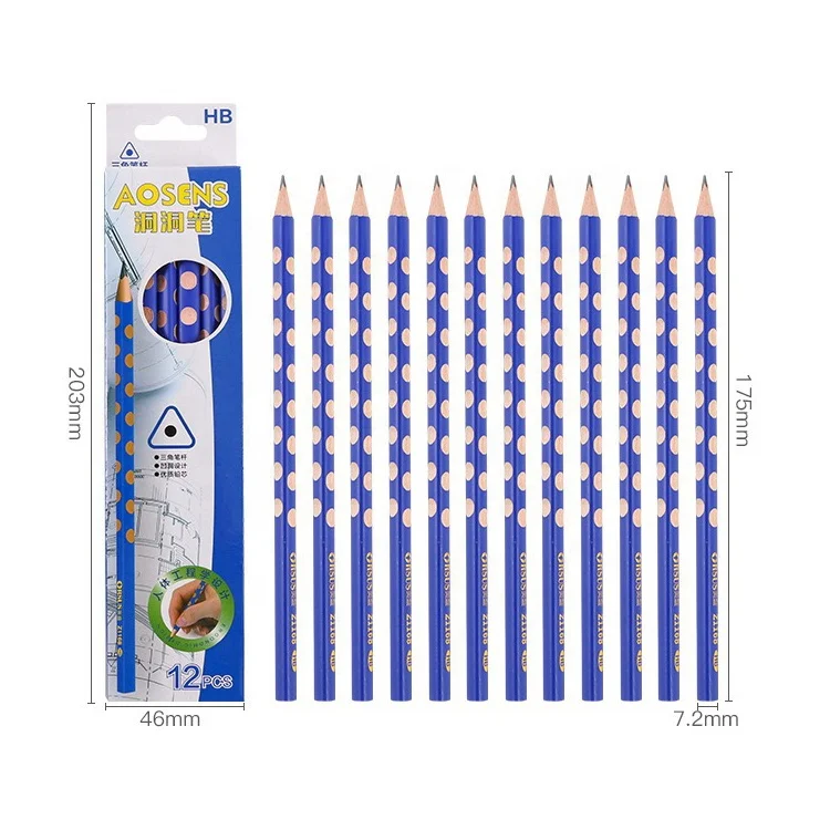 

Ergonomic Design Stationery HB Pencils Holes Style Triangle Pencil for School