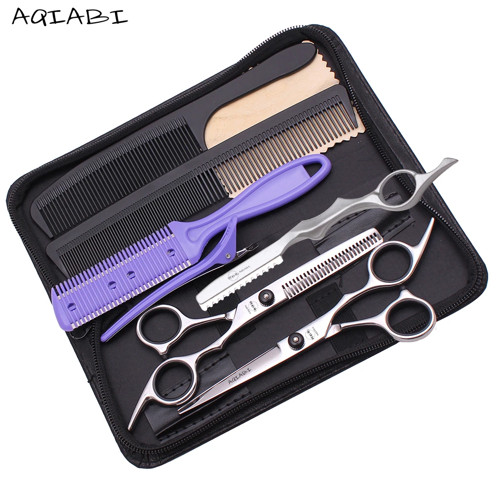 

6'' AQIABI Hairdressing Scissors Set Hair Cutting Scissors Thinning Shears Barber Shears Hair Scissors Professional A1001-C, Shiny