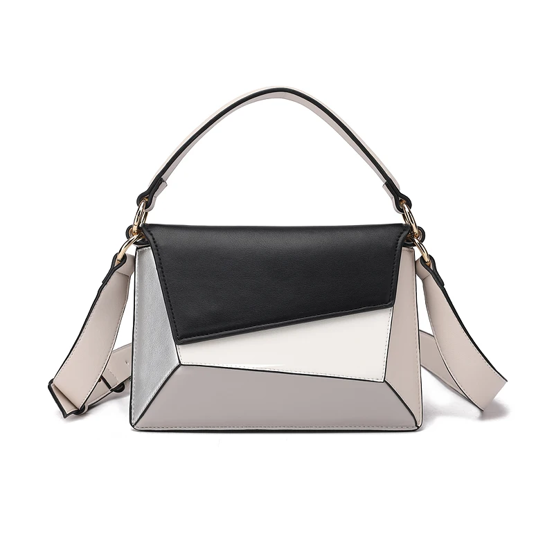 

2021 fashion retro hit color retro trendy handbag pu messenger bag new design