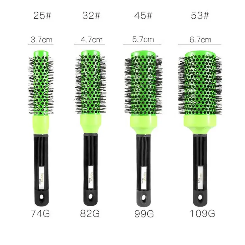 

Wholesale Custom Logo Color Green Ceramic Ionic Barrel Heat-resistant Round Hair Brush