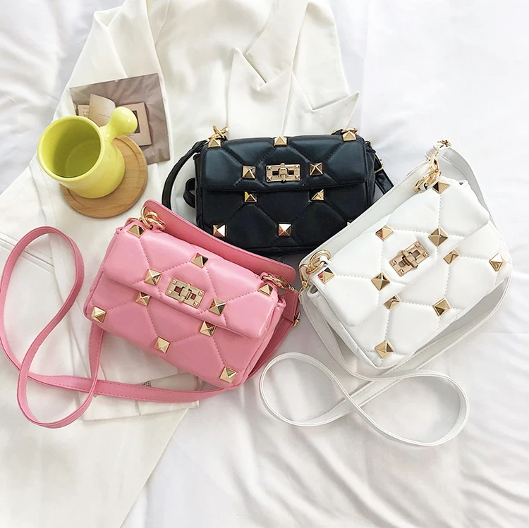 

Fashion Rivet Lady Bubble Purses Brand Women Shoulder Bags High Quality Pu Leather Handbags, 3 colors