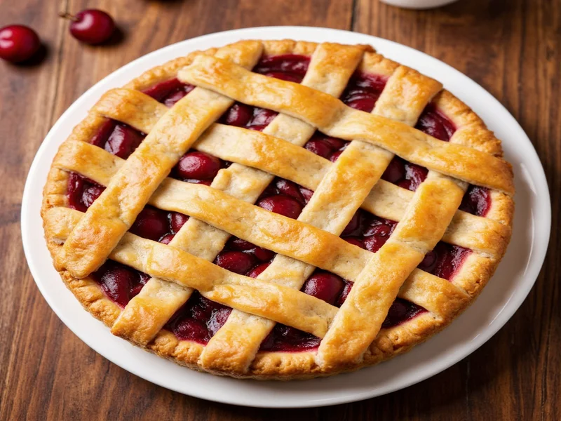 Homemade cherry pie with lattice crust