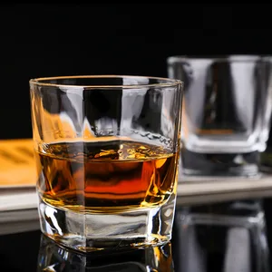 Image of Old Fashioned Whiskey Glass Crystal Glasses Square White Spirits Mug Scotch Cups Wine