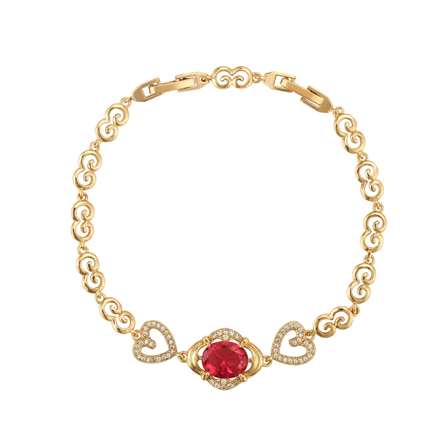 

75025 xuping jewelry fashion gold bracelets 18k gold plated ruby diamond lady bracelets