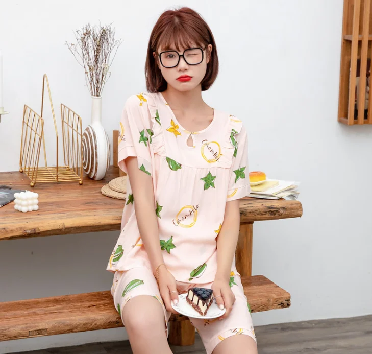 

HG Wholesale 2021 Summer 2 Pieces Girl's Pajamas Sleeveless Sleepwear Set Nightwear