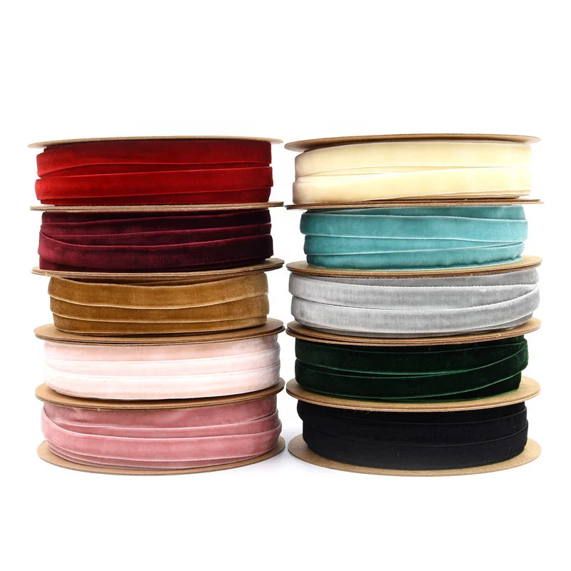 

Amazon 1cm non elastic single sided small packaging rolls colors velvet ribbon, 10 colors