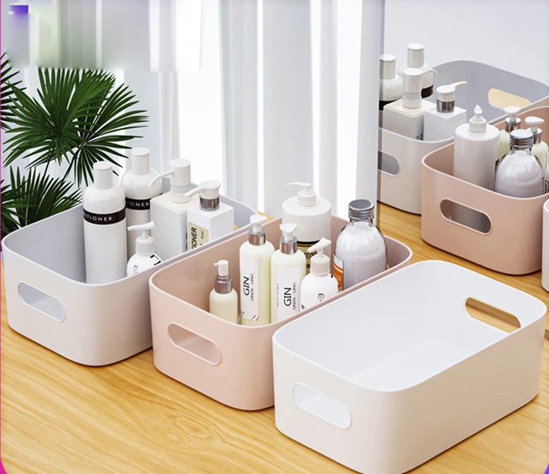 

Simple Adjustable Cosmetics Storage Box Family Double Handle Plastic Finishing Basket Can Be Superimposed Sundry Storage Box, Colorful