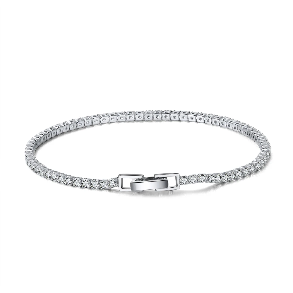 

RINNTIN SB91 Luxury Women Men Accessories 925 Sterling Silver Custom 2mm 3mm 4mm CZ Diamond Tennis Bracelet