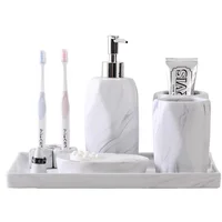 

Eco-friendly customized new household luxury concrete resin marble bathroom accessory set