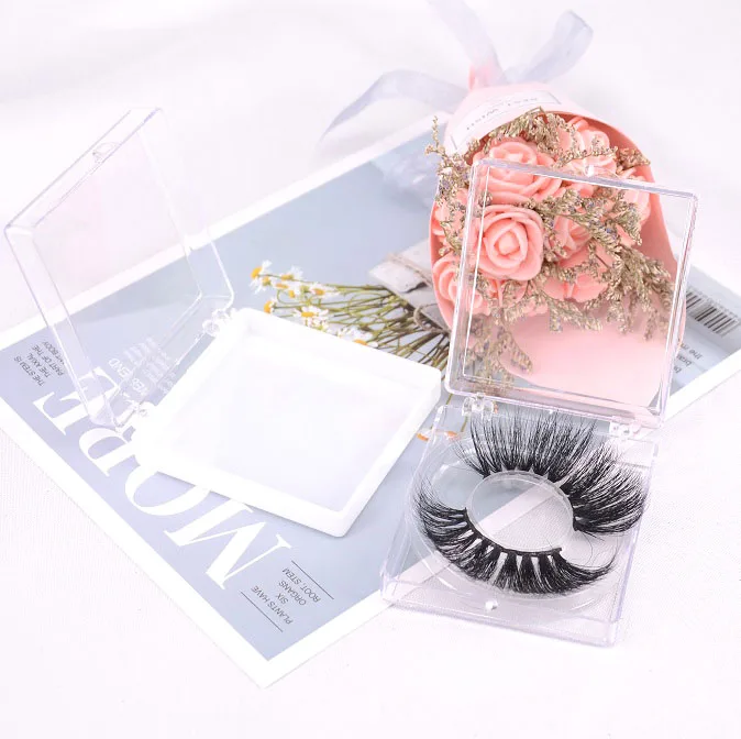 

New Style Lashes Packing 25mm 3d Mink Eyelashes Custom Private Clear Plastic Lash Package Colorful Paper Card, Clear box with colorful card