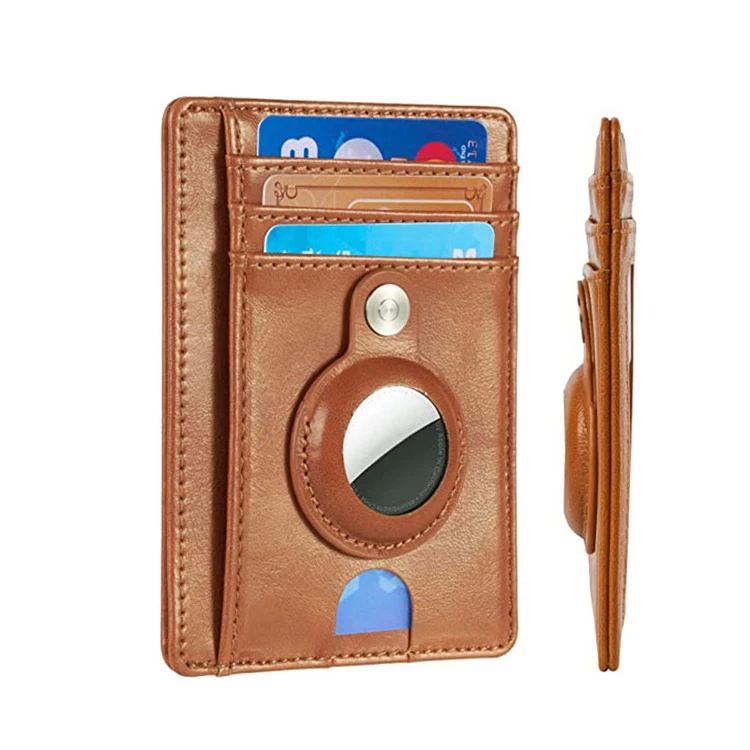 

Luxury Leather Case Airtag Card Holder Wallet Holder Rfid Anti-Theft Brush For Apple Tracker Ultra-Thin Leather Wallet, As per picture