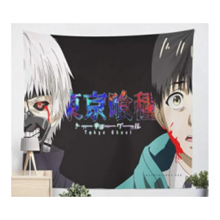 

Trendy Unique 3D Printed Tokyo Ghoul Anime Tapestry Tablecloth Yoga Mat Wall Hanging Blanket, Customized color