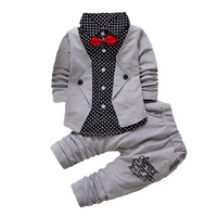 

Children's Clothes Gentleman Button Small Suit Bow Tie False Two Pieces Set Baby Boy Suit