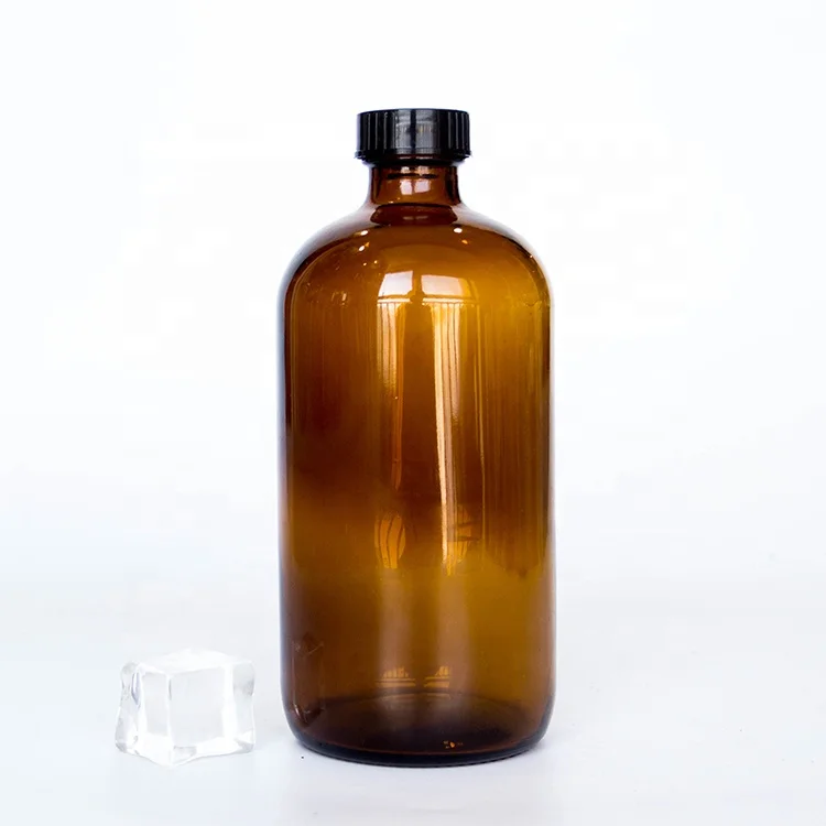 

250 ml 500 ml 1000 ml Amber Round Glass Bottle 8 oz 16 oz 32 oz