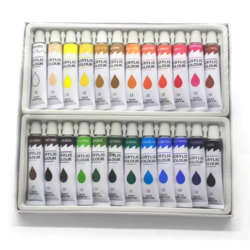 
Custom Logo Art Supply Permanent Waterproof 24 Colors Acrylic Paint Set for T shirt,Rock,Wood,Glass Oil Based Acrylic Paint 