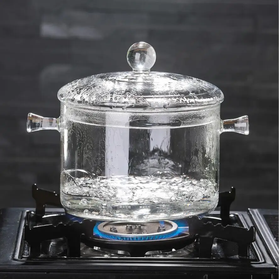 

Factory direct sell transparent clear pyrex glass cooking pot kitchen glassware nonstick cookware set