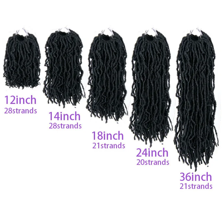 

Hot Selling 24" 18" locs green soft high quality synthetic extensions hair faux lock crochet braid 1b 12 inch, #1b #27 #30 #t27 #t30 #bug #t30/27 #t30/613 #613