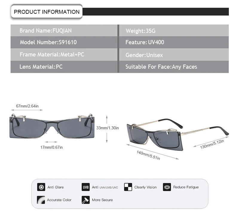 2020 Trendy Retro Metal Frame Flip Lens Shade Men Women Square Sunglasses