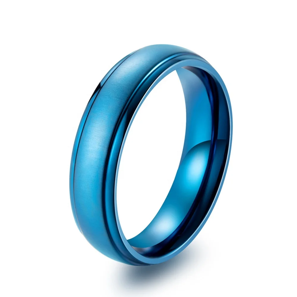 

New Style Stainless Steel Blue Simple Health Care Men Jewelry Ring, Black,blue