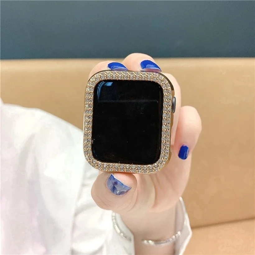 

High Quality Diamonds shine PC Watches Protective Plastic Bumper Case For Apple Watch Cover For Apple Watch Series 5 4 3 2 1, Photos