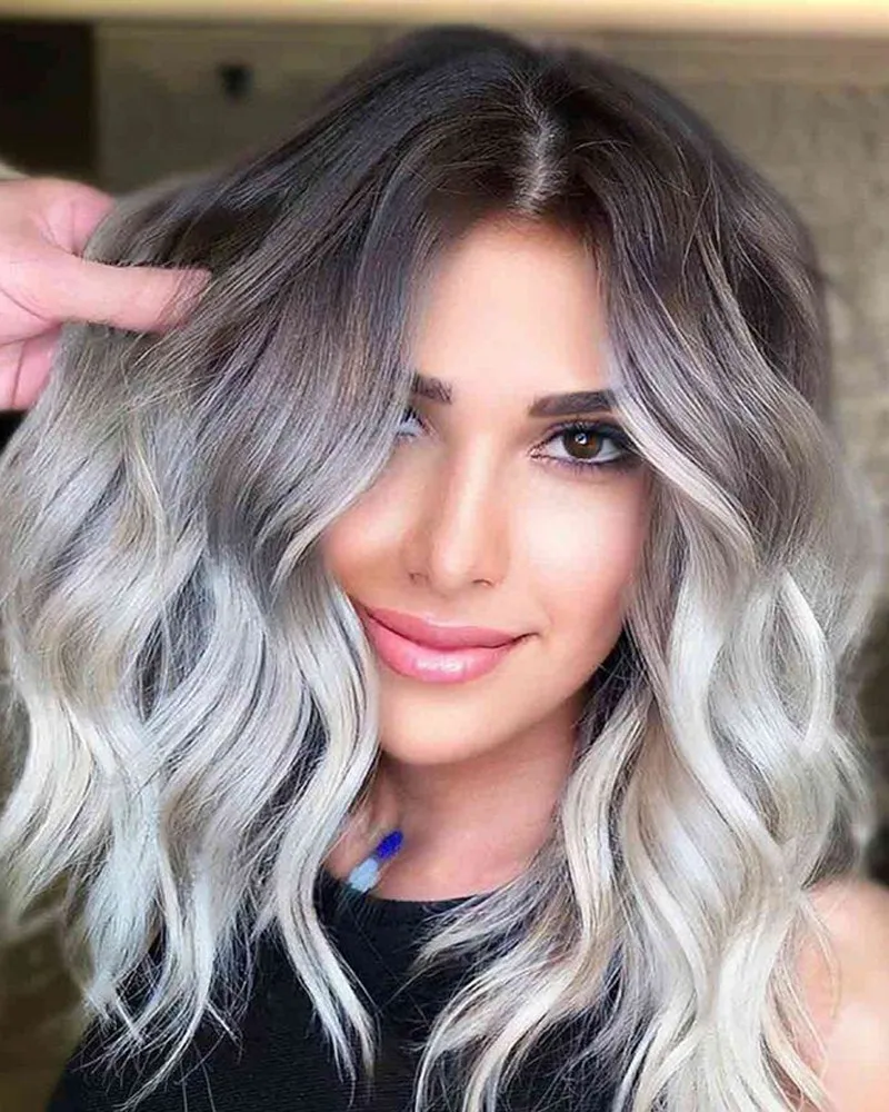 

Wholesale cheap 14 inch short curly wave grey gradient synthetic headband wigs