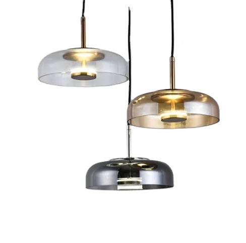 

Simig lighting top sales minimalist glass shade decorative metal pendant light for kitchen dining room, Clear/smoky gray/amber