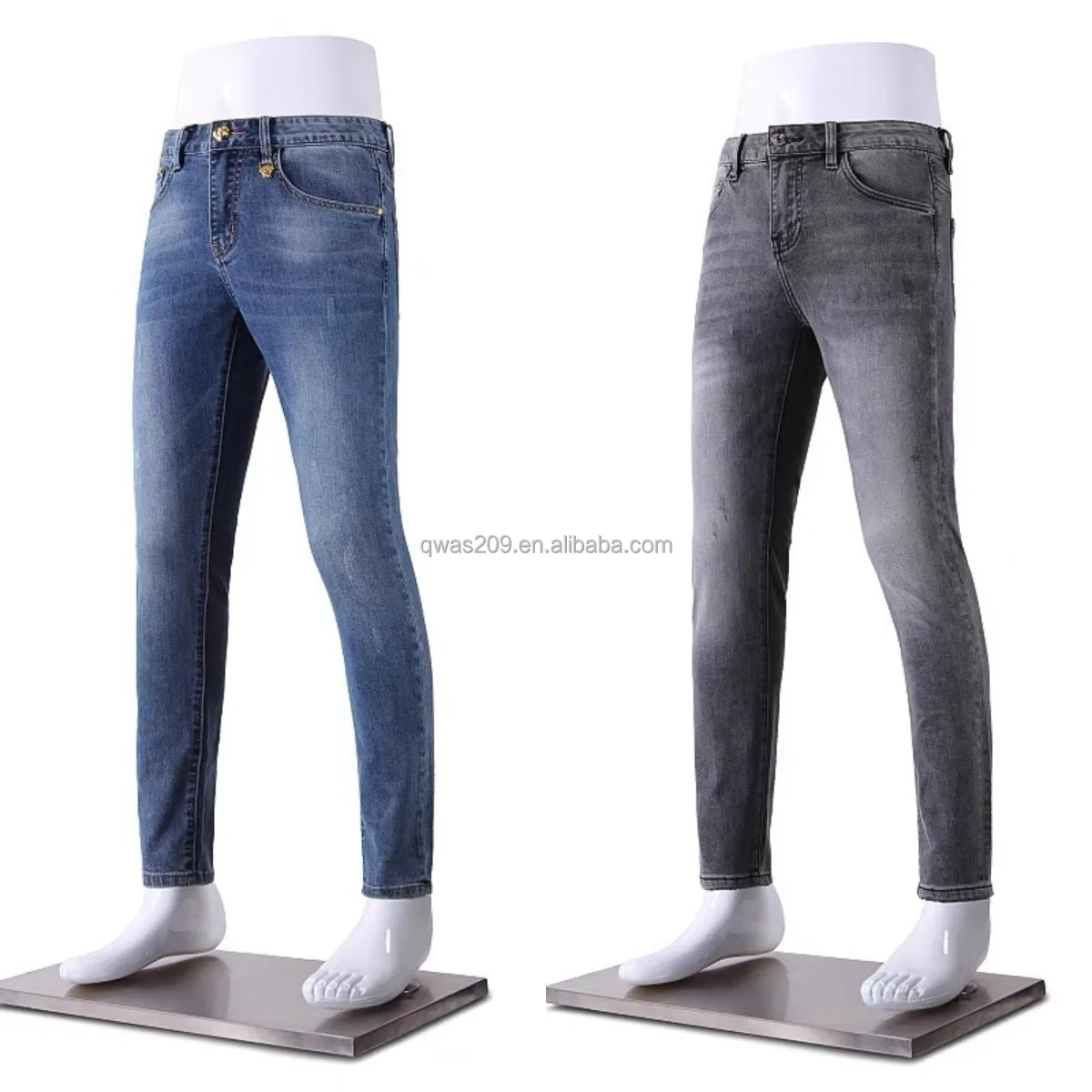 

Wholesale new men's jeans fashion men's elastic jeans trousers zipper jeans for men