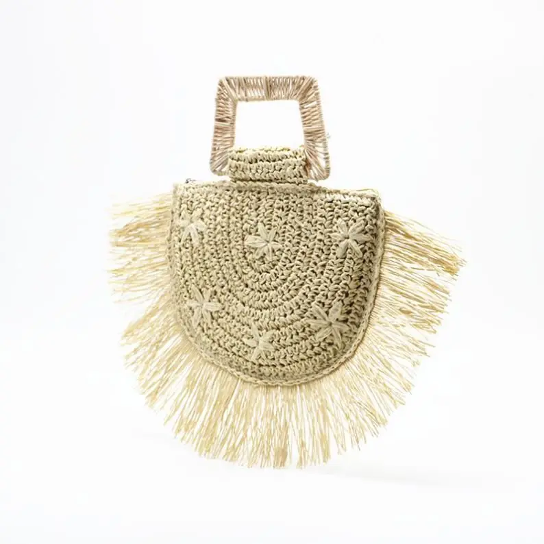 

2020 fashion wholesale hand woven summer papyrus beach clutch bag