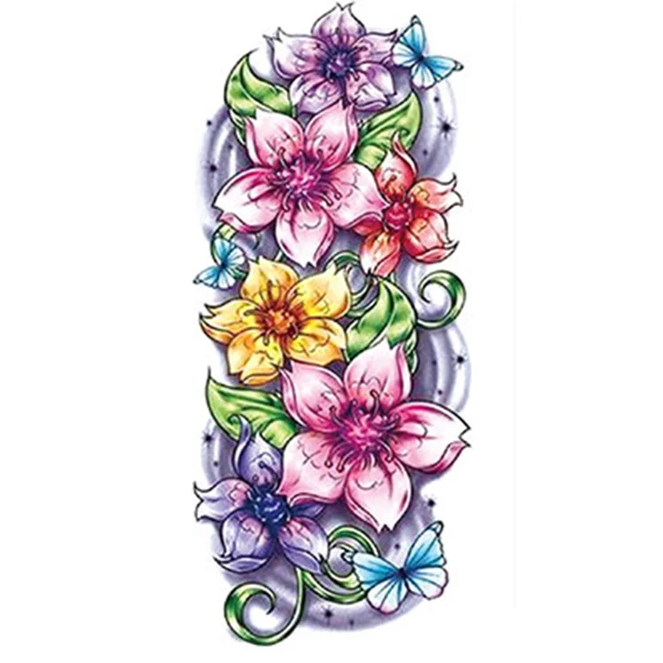 

Fast delivery in seven days colorful flower body temporary tattoo sticker, Cmyk
