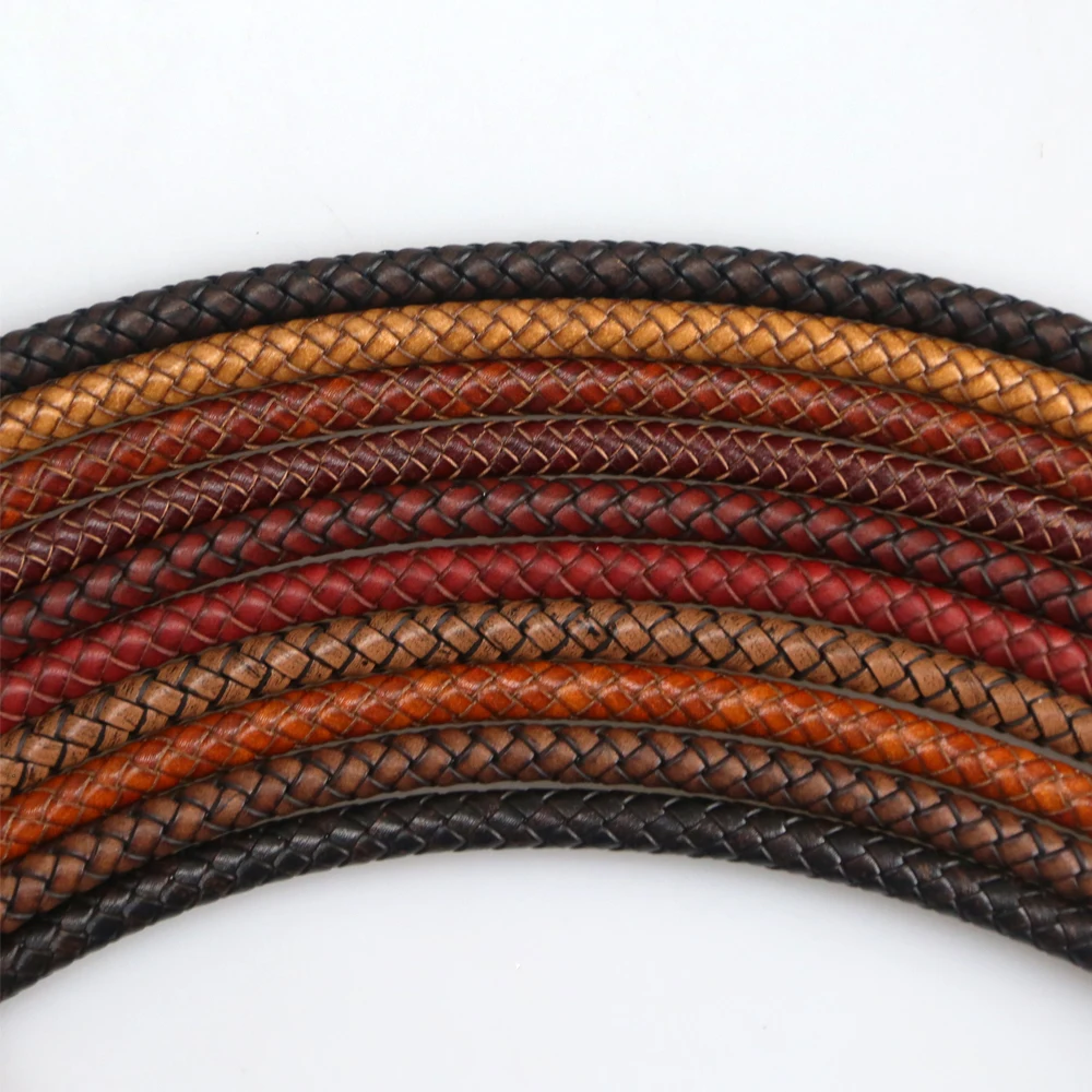 

XuQian Colorful 8mm Genuine Braided Round Leather Cord For Diy Jewelry, Colors customized