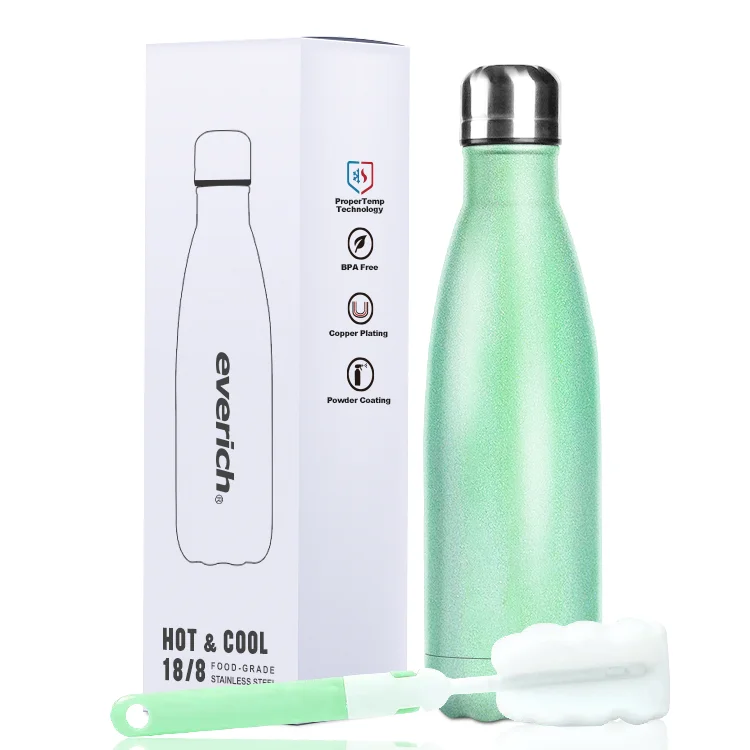 

500ml Double Wall Vacuum Insulated Leak Proof Cola Shape Water Bottle Stainless Steel Water Bottle 17oz Vacuum Flask, According colorful pantone