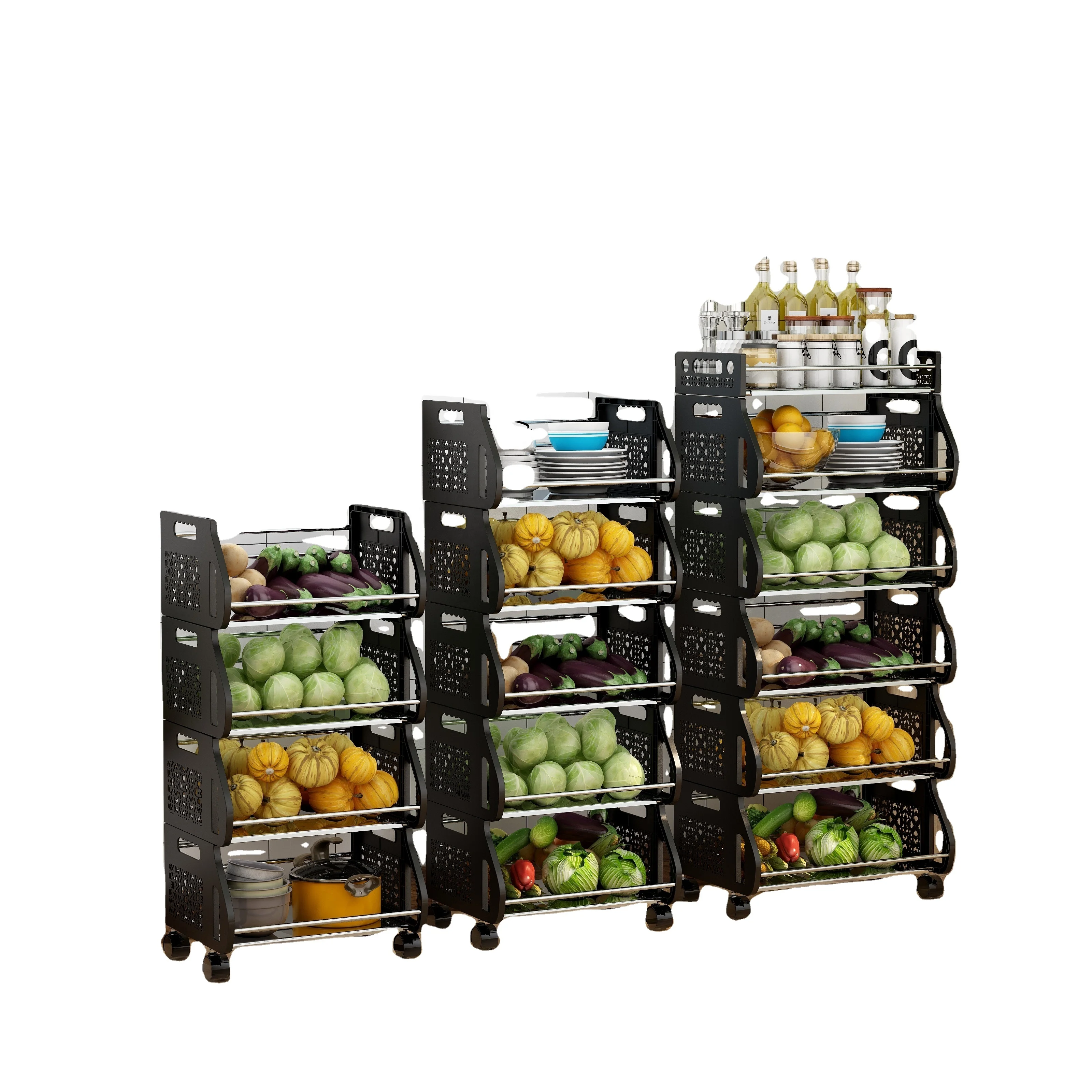 

Storage Baskets Kitchen Rack Spice Rack Fruit Basket Vegetable Basket Movable Cart storage holders Kitchen storage rack shelf