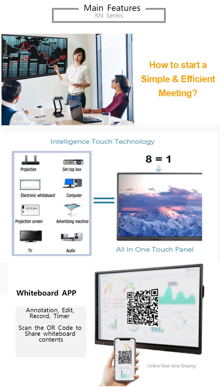 Best Prices LED Interactive Response System School 4K Smart TV Panels Whiteboard for Education