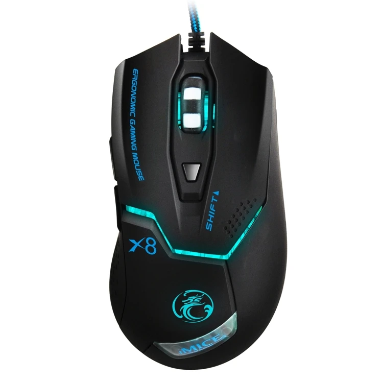 

China Manufacture iMICE X8 LED Colorful Light USB Wired Optical Gaming Mouse with 6 keys