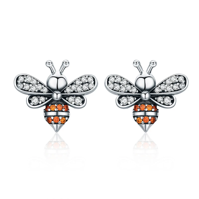 

Fashion Earrings Wholsales 2021 Bee-shaped 14k Golde Plated Pierced Earrings 925 Sterling Silver Stud Earrings For Women, Rose gold