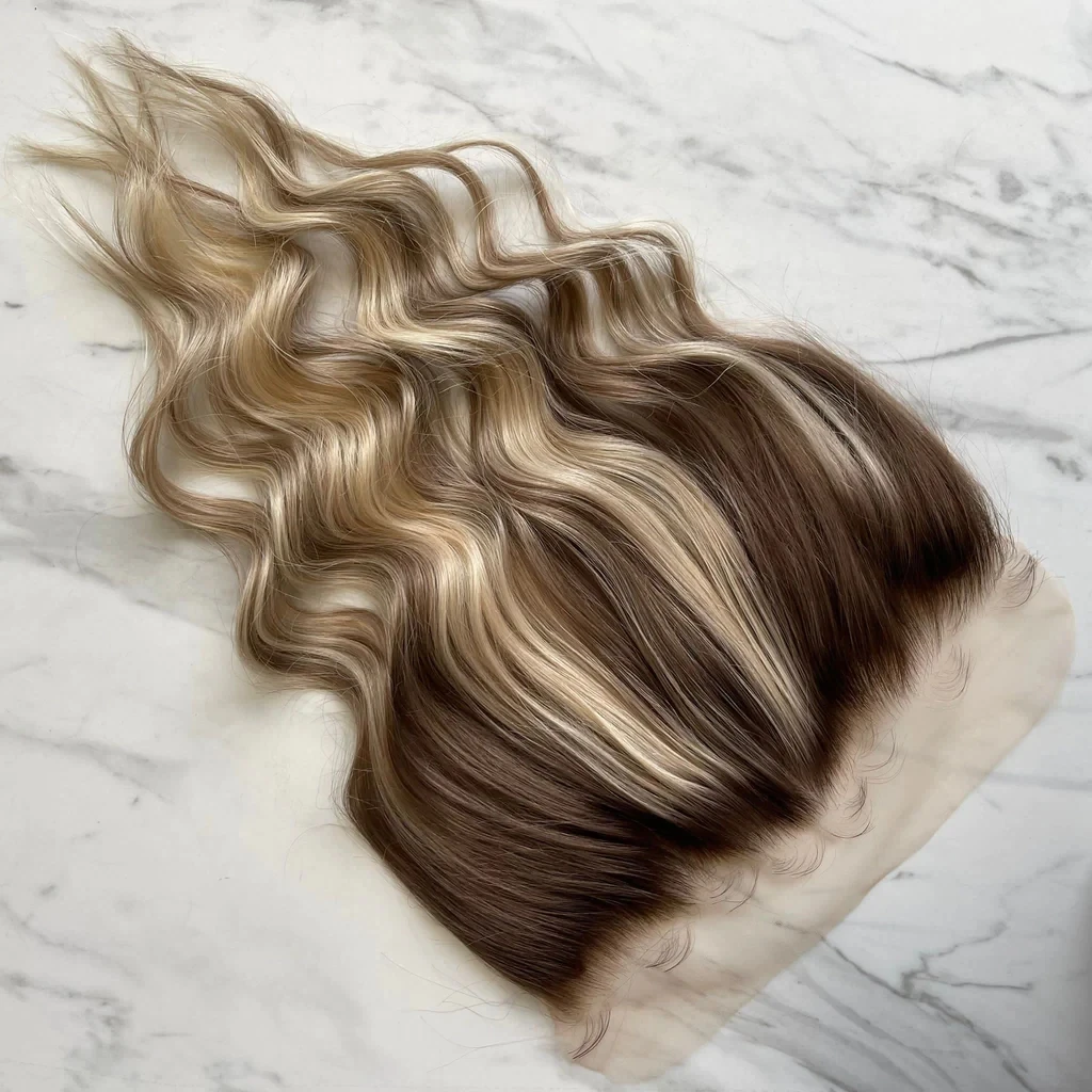 

Best Quality Invisible Knots Ash Blonde Color One Donor Virgin Human Hair Extension Transparent HD Lace Frontal Closure