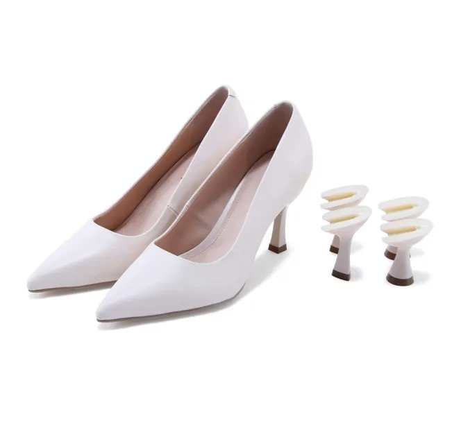 

2021 women's heel changing new technology fashion high end sheepskin soft inner changeable HEEL SHOES white changing heels